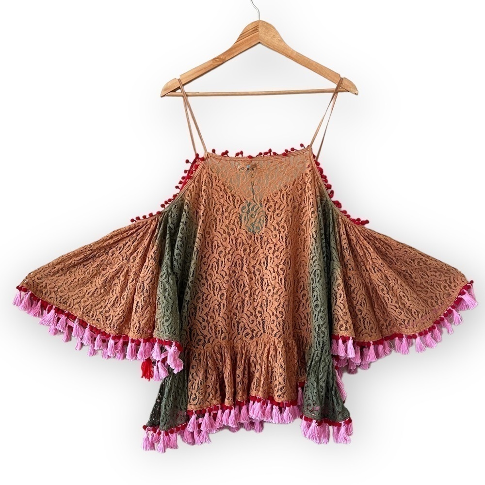 ANTICA SARTORIA Ombre Lace Beaded Tassle Southwestern Tunic NEW - Picture 7 of 15